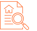 Icoon plaatsbeschrijving: document met huis en vergrootglas